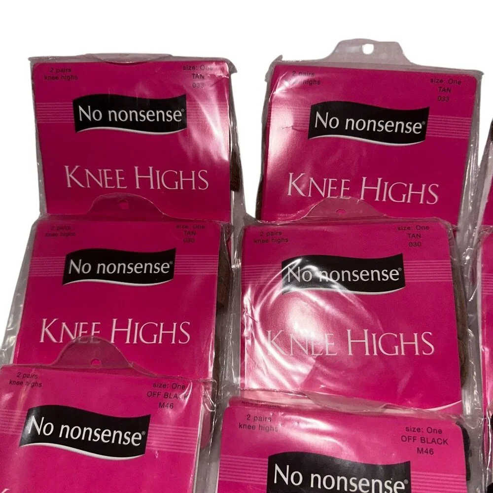 Lot 13 Vintage No Nonsense Knee Highs Womens Size One Tan Off Black Sealed